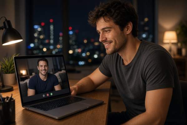 Adults using a gay cam chat app